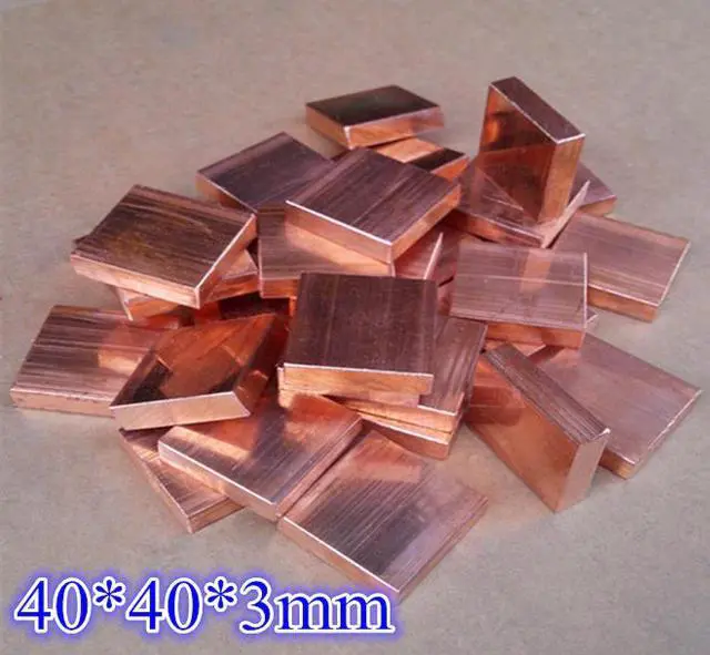 Main image of 40*40*1mm/3mm/5mm Computer PC laptop red Copper heatsink Heat conduction cooler cooling plate block,Can customized size