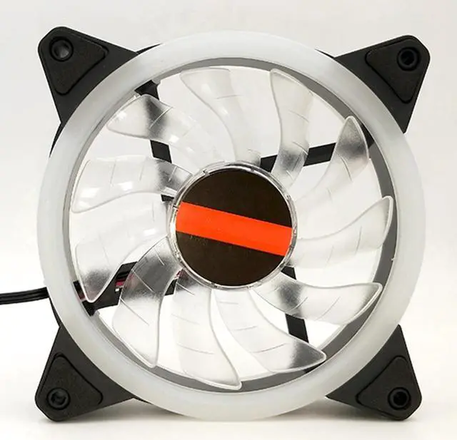 Alt view image 4 of 5 - Computer Cooling Fan 120mm PC Case Fan Cooler Case RGB Double-sided Low Noise 4-Pin LED Light Heatsink Cooler