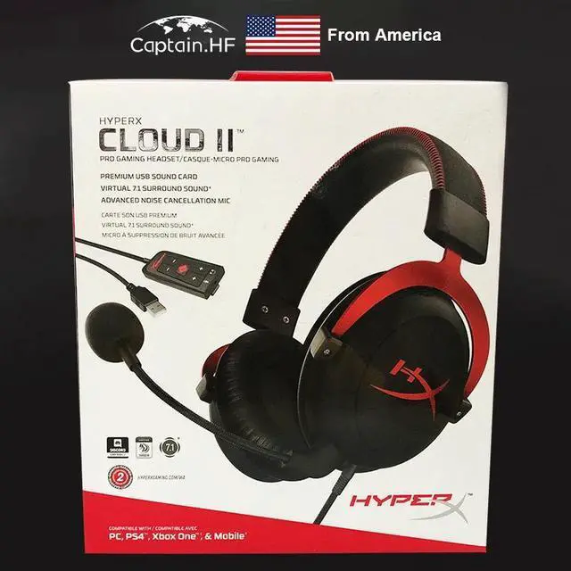 Alt view image 5 of 5 - Captain Hyper x Cloud II Professional Gaming Headset for Laptop and PC, Support Virtual 7.1 Surround Sound