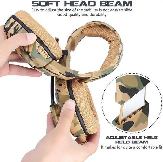 Alt view image 5 of 5 - Camouflage Headphones For Ps4 Switch Game Wired Headphones Mobile Computer Headset Gaming Headphones