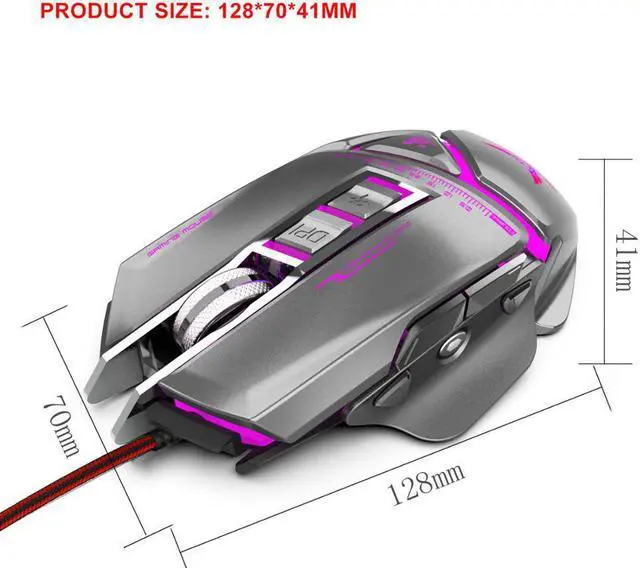 Alt view image 3 of 5 - wired mouse gaming colorful LED light mouse can be freely disassembled and adjustable 3200DPI gaming mouse for PC gamer