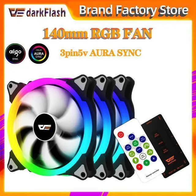 Alt view image 2 of 5 - aura sync CS140 computer case pc fan radiator fan rgb adjust led 140mm cooling cooler silent fan wireless remote controller