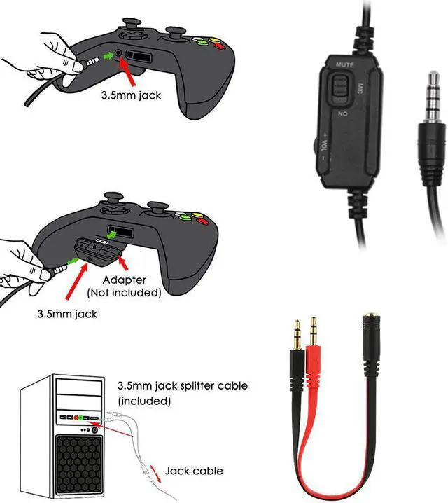 Alt view image 2 of 5 - Wired Earphone Headset Stereo Noise Reduction Headphone With Microphone For Play Station 4 X-ONE PC Phone and Laptop