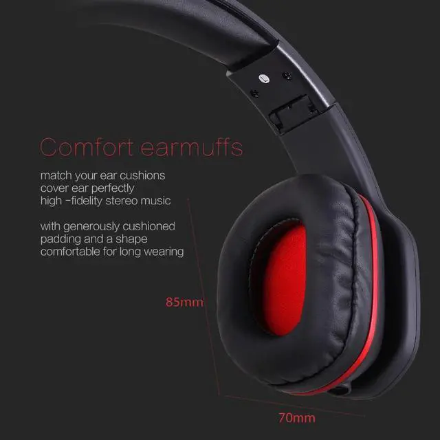 Alt view image 3 of 5 - AH862 Wired Wireless Headphones Bluetooth Headset Handsfree Call with Mic Soft Earmuffs Huge Buttons for PC TV Phones