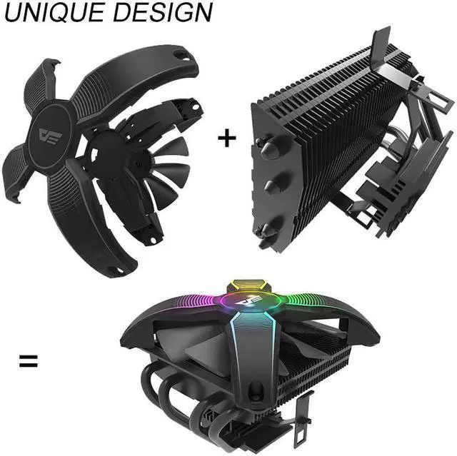 Alt view image 5 of 5 - CPU Cooler Heatsink RGB PC Case Fan 120mm 4Pin TDP 120W 4 Copper Heatpipes CPU Cooling for LGA1151/1155/1156/1366/AM4