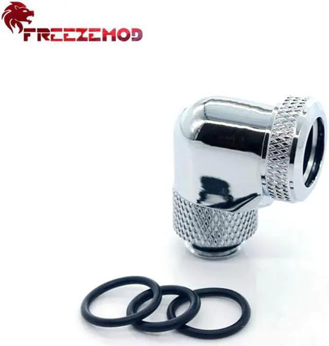 Alt view image 5 of 5 - Female-Male 90 Degree Brass Thread 360 Rotary Fitting Adapter 14mm tube G1/4 Elbow Thread Water Cooler Fitting Modding