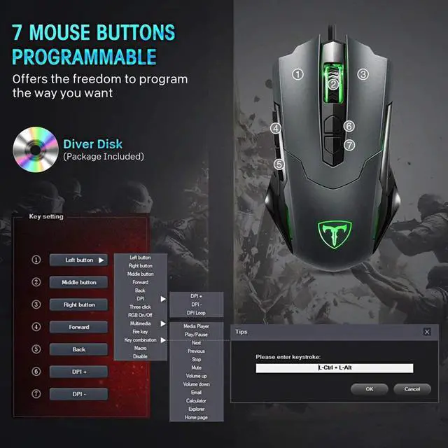 Alt view image 3 of 5 - Hot Wired Gaming Mouse 5 Levels DPI Adjustable Best PC Gaming Mouse Ergonomic Mouse With Breathing Backlight 7 Button