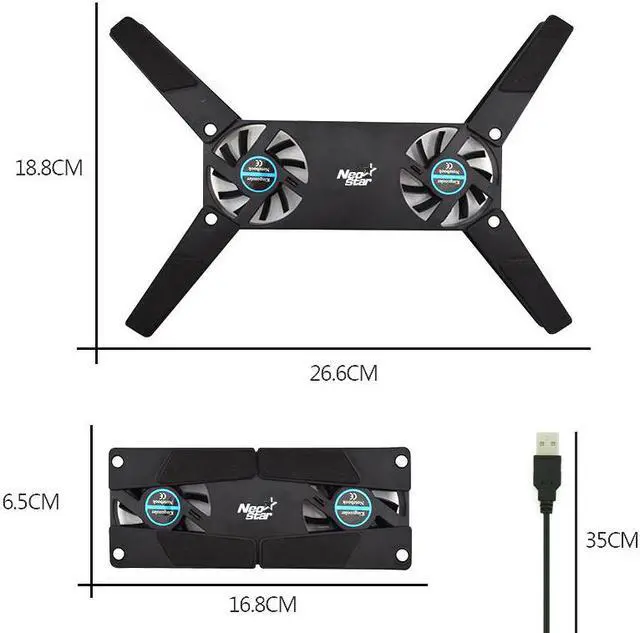 Alt view image 2 of 5 - USB Fan Cooling Pad 2 Fans Cooler Notebook Cooler Computer USB Fan Stand For 8-14 PC Laptop PC Computer Peripherals
