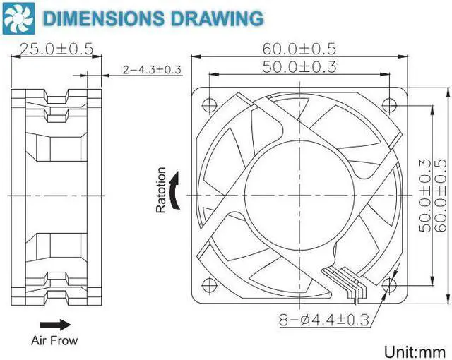 Alt view image 4 of 5 - 2PCS  60mm 6025 dc 5V 12V 24V Brushless 2PIN 3PIN 60x60x25mm 6025 6cm sleeve Dual Ball Computer PC CPU Case Cooling