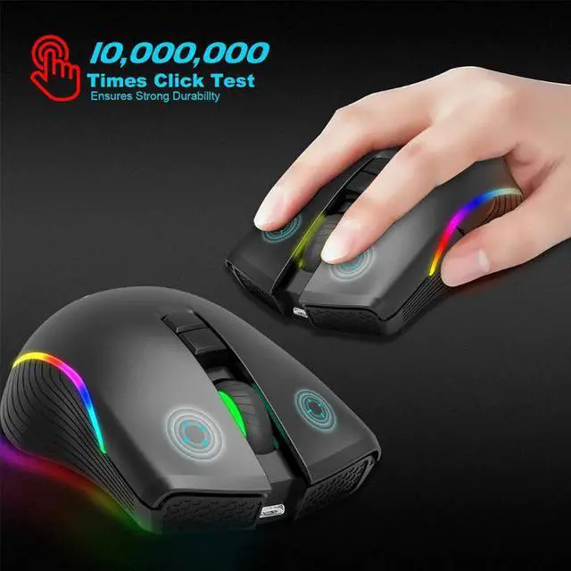 Alt view image 4 of 5 - 2.4Ghz Wireless Gaming Mouse Rechargeable 2400DPI Adjustable RGB Gamer Mice N0HC