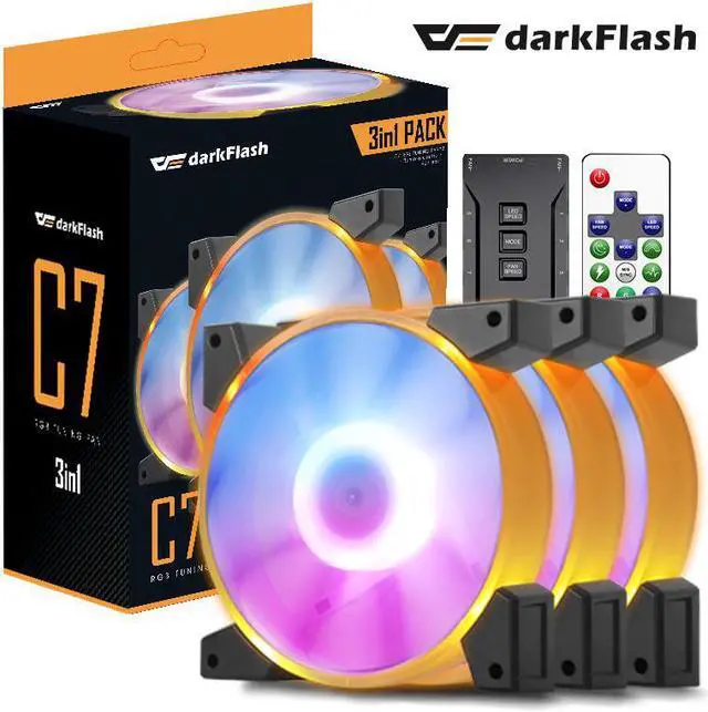 Alt view image 3 of 5 - c7 RGB Fan 120mm LED PC Computer Case Fans RGB Quiet Remote Aura Sync Computer CPU Cooler Cooling Adjust Case Fan