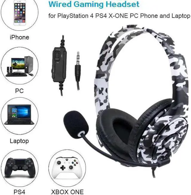 Alt view image 5 of 5 - Wired Earphone Headset Stereo Noise Reduction Headphone With Microphone For Play Station 4 X-ONE PC Phone and Laptop