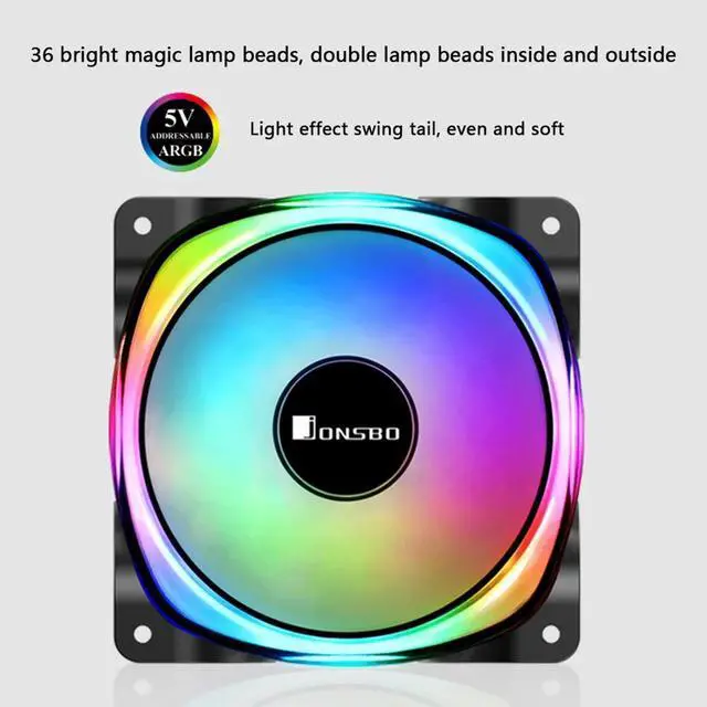 Alt view image 5 of 5 - PC Case Fan 120mm 9 Blade Addressable RGB LED PWM Cooling Fan Cooler Dropship High Quality