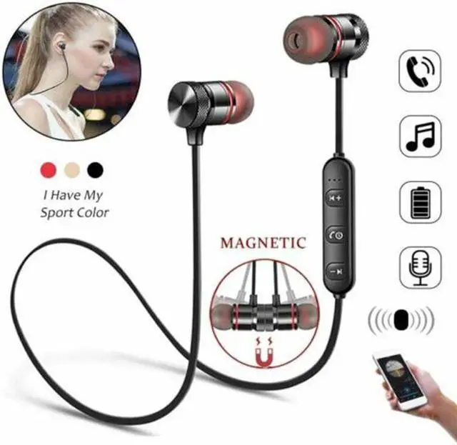 Alt view image 2 of 5 - Earbuds Metal Earphones With Mic Magnetic Bluetooth Earphone Sports Neckband Wireless Gaming Headset  For IPhone