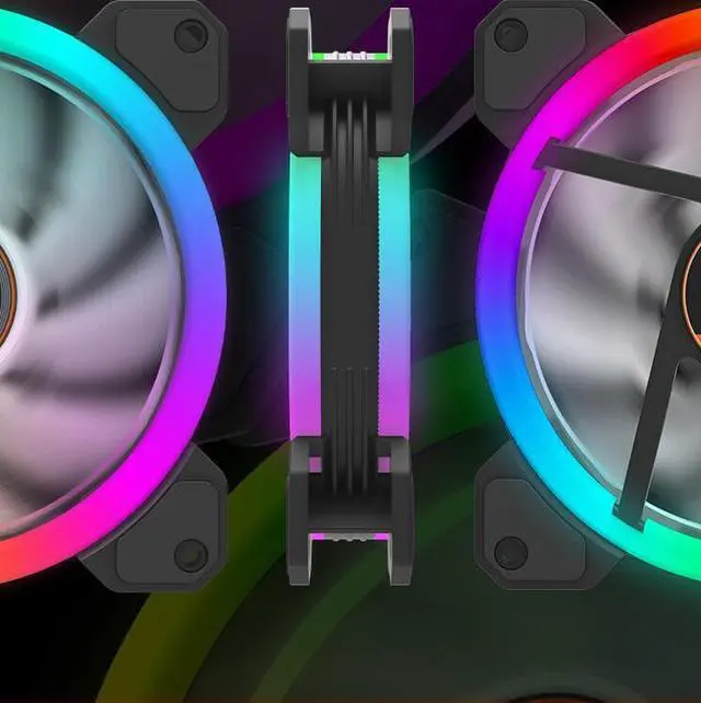 Alt view image 4 of 5 - DR12 Computer Case PC Cooling Fan Light Bar RGB Adjust LED 120mm Quiet + IR Remote Cooler Fan led lights strips