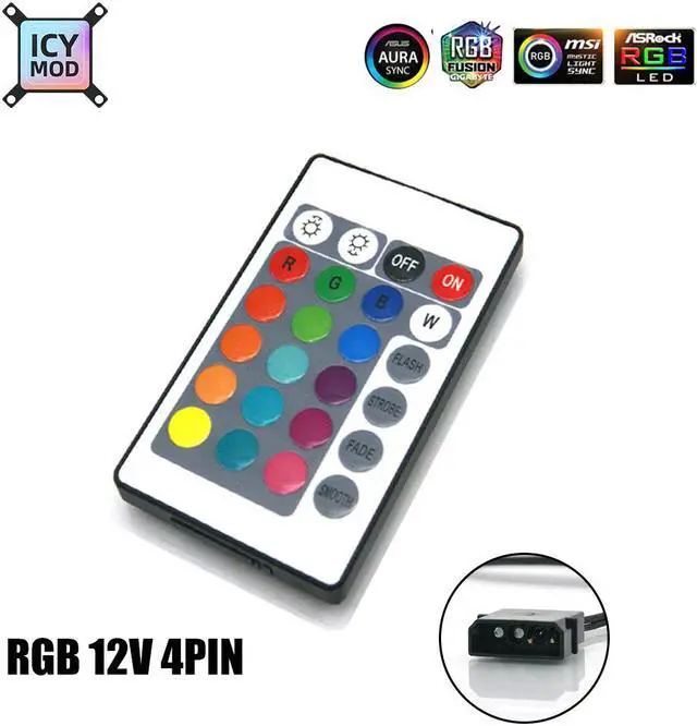 Alt view image 3 of 4 - RGB Controller Remote For A-RGB For Motherboard&Hub 4PIN/3PIN Plug AURA SYNC Molex 4PIN Power Supply Plug Water Cooler 12V/5V