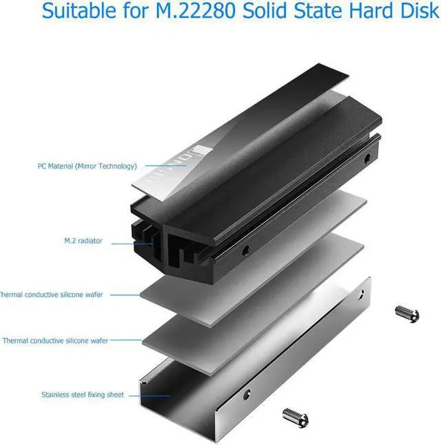 Alt view image 4 of 5 - Aluminum Alloy SSD Heatsinks Coolers Desktops PC Computers for M.2 NGFF 2280 NVMe Office Caring Computer Supplies