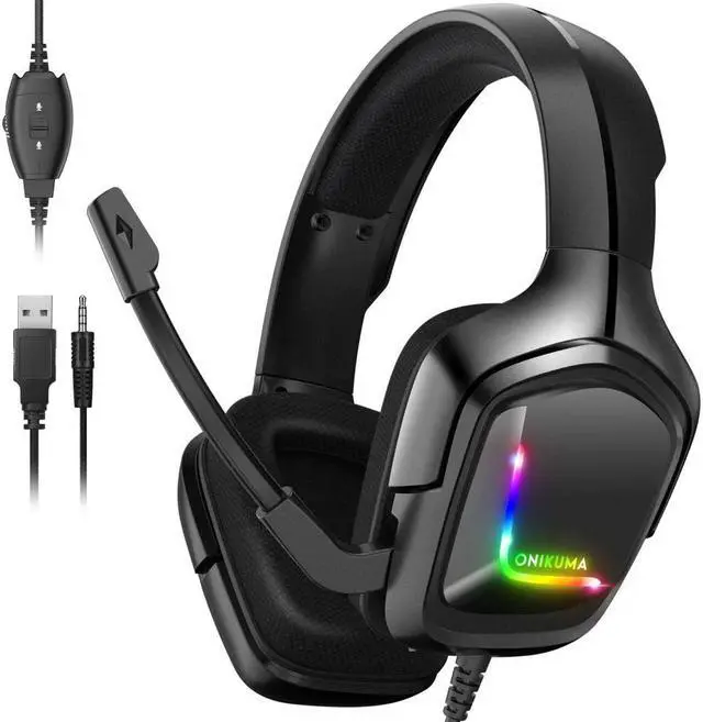Alt view image 2 of 5 - K20 Gaming Headphone Headset PC Gamer Stereo Gaming Headphones with Mic LED Light for PS4 Laptop Tablet PC Gamer