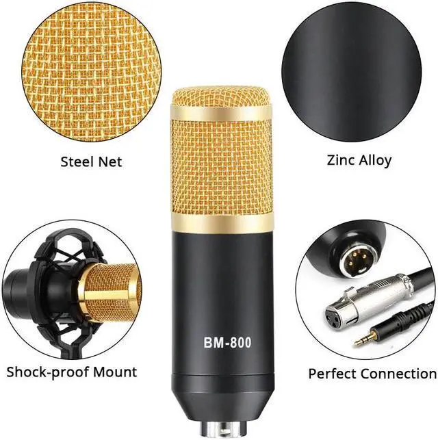 Alt view image 2 of 5 - BM800 Condenser Microphone Studio Recording Kits For Computer Cell Phone Bm 800 Karaoke Microphone With Sound Card