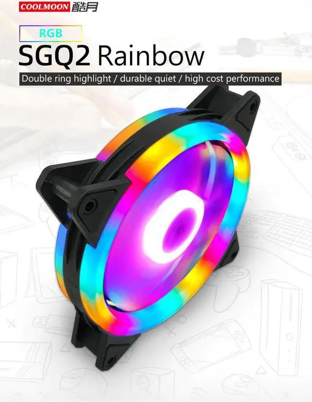 Alt view image 2 of 5 - 120mm Case fan Computer Cooling Cooler fans 3pin Colorful RGB LED Fan Radiator Heatsink for Computer Diy Fluid Bearing Rgb Fan