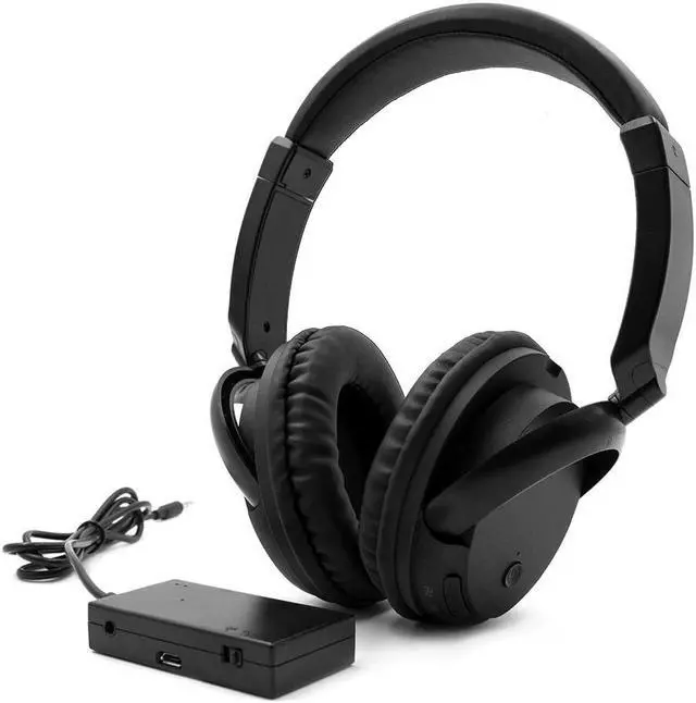 Main image of Headphones Music Earphones Receiver AUX Transmitter 3.5mm & RCA Wired Headset w/ Mic Support FM Radio For TV PC Phones