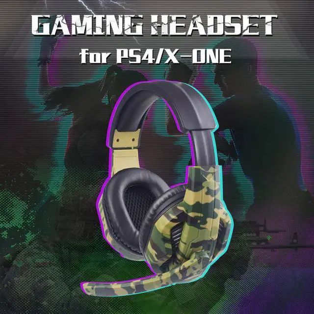 Alt view image 2 of 5 - Camouflage Gaming Headset for Laptop PC Gamer 3.5mm Wired Bass Gaming Earphones Casque With Mic Noise For PS4 Xbox One