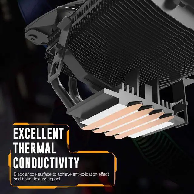 Alt view image 2 of 5 - CPU Cooler Heatsink RGB PC Case Fan 120mm 4Pin TDP 120W 4 Copper Heatpipes CPU Cooling for LGA1151/1155/1156/1366/AM4