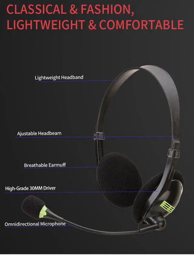 Alt view image 2 of 5 - Headphones Bluetooth V4.1 Headset Wireless Headphones Hands-free Call Earphone With Mic For Call Center Office Skype
