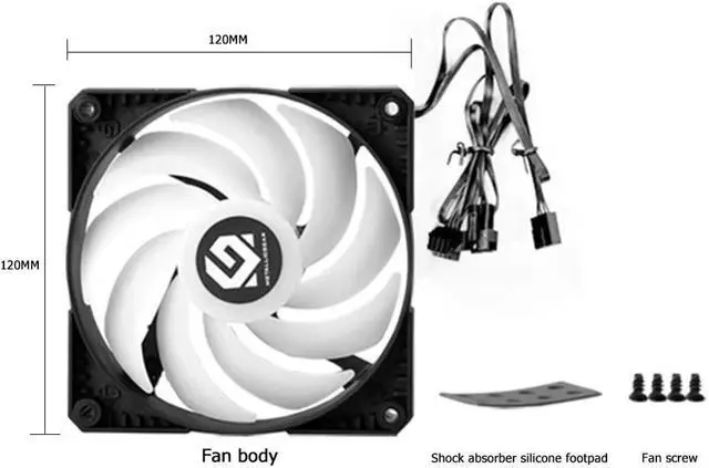 Alt view image 5 of 5 - 120mm/140mm 12V PC Computer Case Dual LED Ring Multicolor Cooling Fan DRGB 4Pin PWM Chassis Remote Control Heatsink Cooler