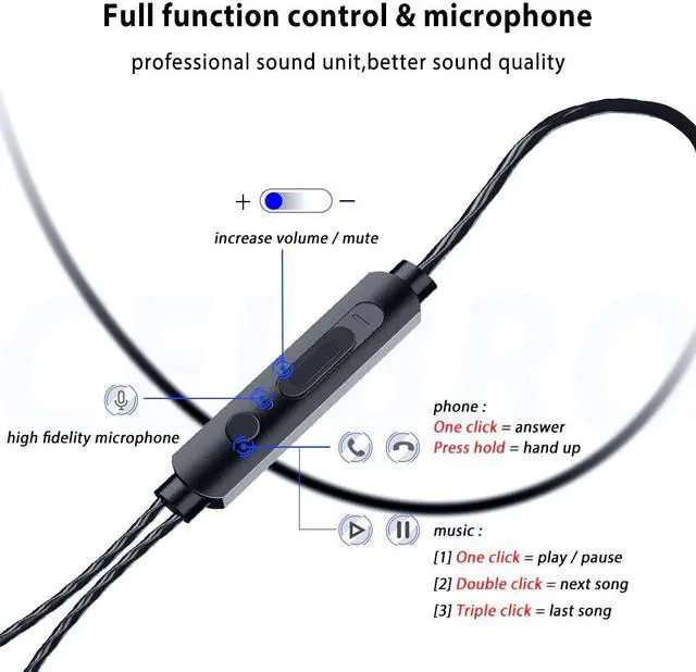 Alt view image 3 of 5 - Wired Earphones 3.5mm Headphones With Mic Earbuds Sport High Bass Music Gaming Headset Earphone for  Samsung