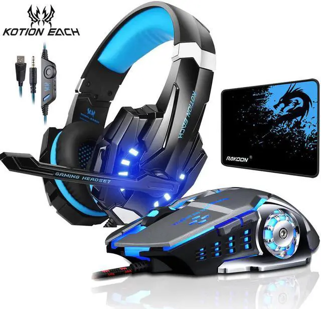 Main image of Gaming Headphone Stereo Over-Ear Game Headset Headband Earphone with Mic LED Light for PC Gamer+6 Button Pro Gaming Mouse