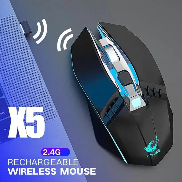 Alt view image 5 of 5 - X5 Wireless Silent LED Backlit USB Optical Ergonomic Gaming Mouse professional wireless gaming mouse for computer