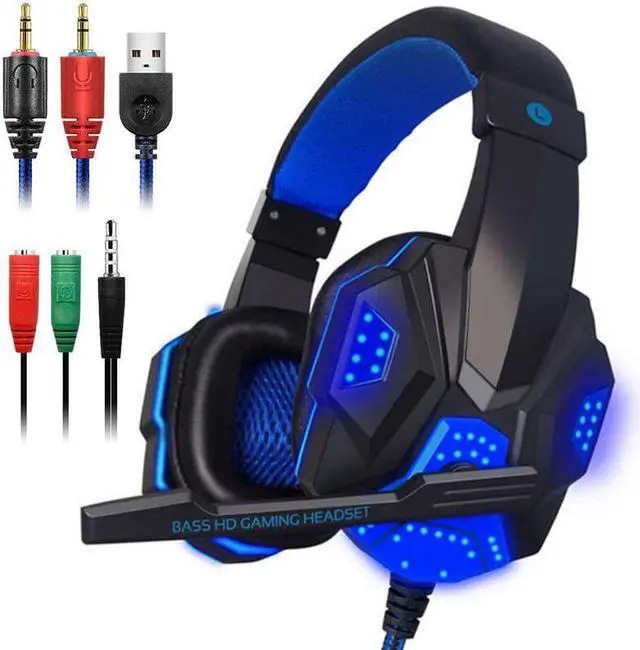 Main image of Led Light Gamer Headset For Computer PS4 Gaming Headphones Adjustable Bass Stereo PC Wired Headset With Mic Gifts