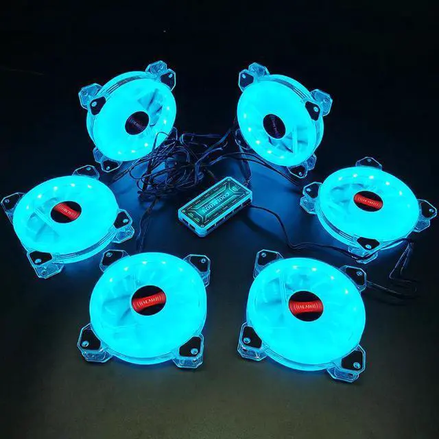 Alt view image 5 of 5 - Case Fan 120mm Cooling Fan Cooler PWM Adjustable RGB Led Mute RGB PC Computer Case Fan Radiator with Remote Control