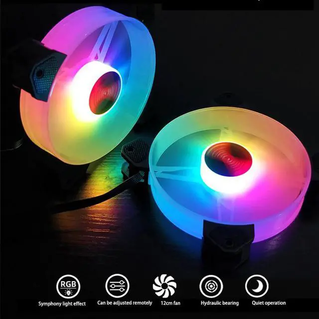 Alt view image 2 of 5 - 120mm Adjustable Computer Cooling Fan Quiet Silent Gaming Case RGB Fan PC 6Pin Case Fan for Computer Cooler with Controller NEW