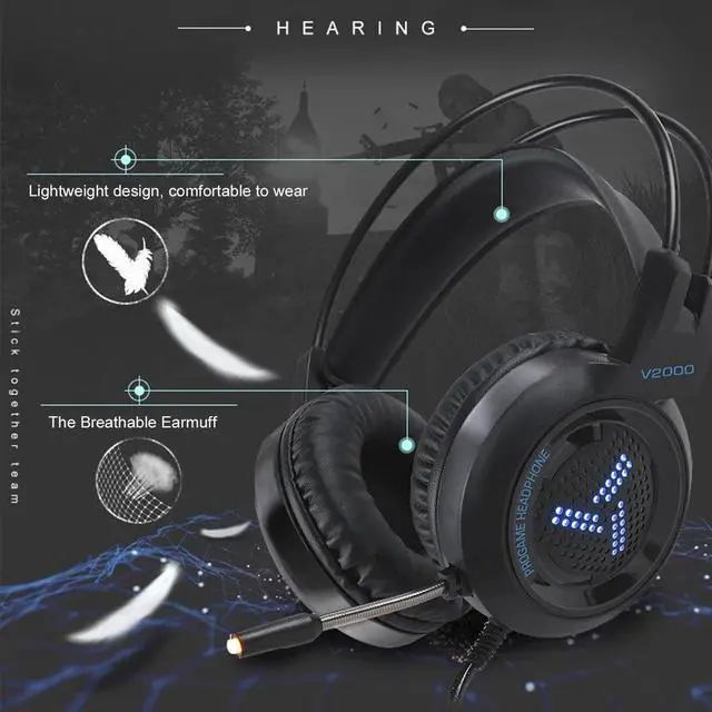 Alt view image 4 of 5 - 7.1  gamer 7.1 Gamer Headphone Jack Bass Stereo Sound Effect Gaming Headphone With Mic for Computer PC Laptop
