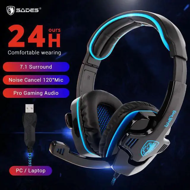 Main image of WOLFANG Headset Gamer 7.1 Surround Noise Cancelling Gaming Headset Headphones With Microphone SA901 for Laptop PC