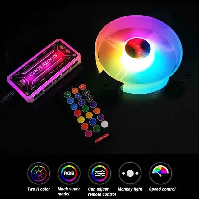 Alt view image 2 of 5 - Non-Slip Cooler LED RGB Accessories Adjustable Computer Case Fan Quiet PC Cooling 120mm Durable Remote Control Small
