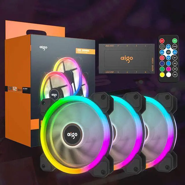 Alt view image 5 of 5 - DR12 120mm Cooler Fan Double Aura RGB PC Fan Cooling Fan For Computer Silent Gaming Case With IR Remote Controller am3 am4