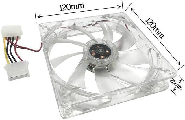 Alt view image 4 of 5 - F12025 120mm LED Fan Cooler Transparent Computer Case Fan PC Cooling Fan 12V Desktop 4-Pin Connector for PC Case