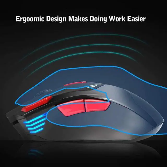 Alt view image 3 of 5 - Wireless Gaming Mouse, 6000 DPI Wireless RGB Gamer Mouse with 7 Programmable Buttons, Built-in 1200mAH Battery