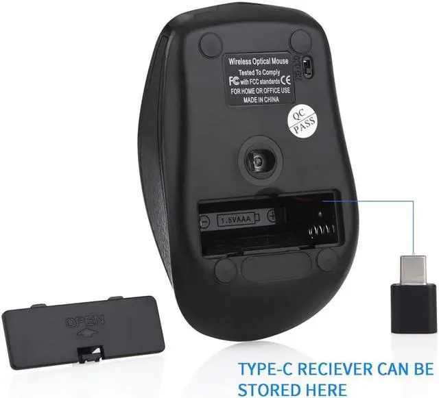 Alt view image 2 of 5 - 2.4GHZ Wireless Gaming Mouse Type C wireless mouse rechargeable USB Ergonomics Mice for Macbook/ Pro USB C Devices