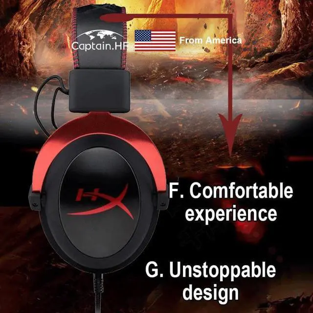 Alt view image 3 of 5 - Captain Hyper x Cloud II Professional Gaming Headset for Laptop and PC, Support Virtual 7.1 Surround Sound