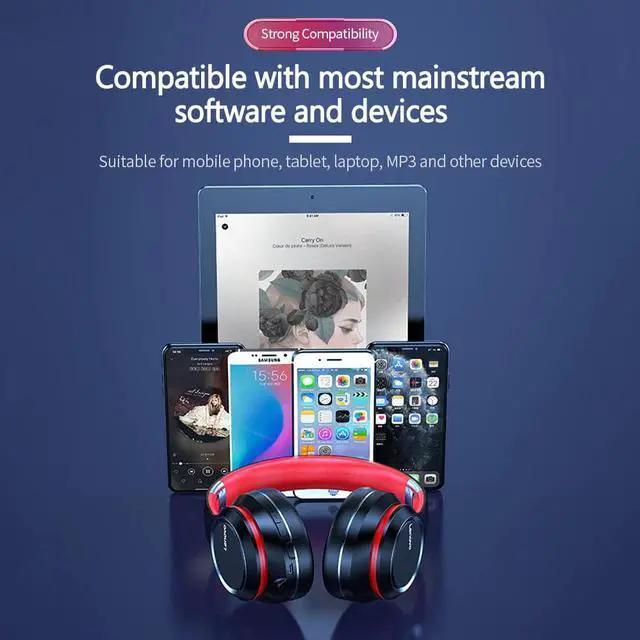 Alt view image 4 of 5 - HD200 Wireless BT Headset BT5.0 Noise-cancelling Stereo Headset Foldable Headphoe for Cellphone PC Laptop