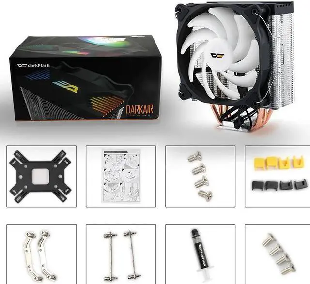 Alt view image 5 of 5 - 4 Heat Pipes CPU Cooler RGB 120mm 4Pin PC Fan TDP 180W Quiet for Intel LGA775/115 x/AM2/AM3/AM3+ CPU Cooling Fan Radiator