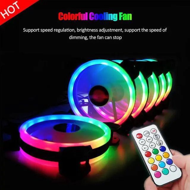 Alt view image 2 of 5 - 3-pack LED Cooling Fan RGB 120mm 12V W/ Remote Control for Computer Case PC CPU 4PIN RGB Support ID-COOLING 4 Lines