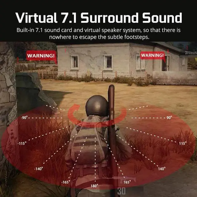 Alt view image 2 of 5 - A6 Gaming Headset Gamer Headphones 7.1 Surround Sound Stereo Earphones USB Microphone Breathing LED Light PC Gamer