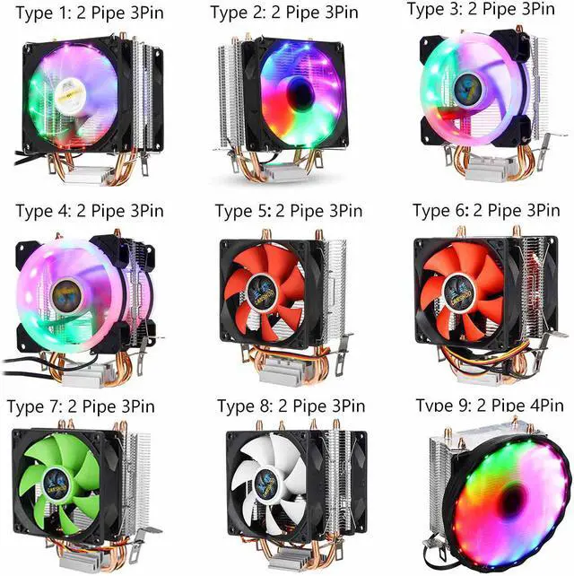 Main image of 12V 3/4Pin CPU Cooler Fan Colorful Backlight 90mm CPU Cooling Fan PC Heatsink Cooler for Intel/AMD For PC Computer Case Fan