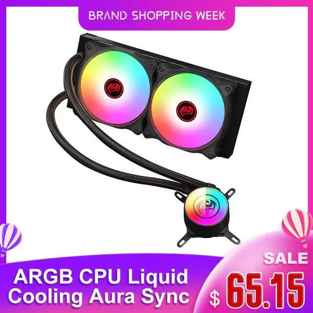 Main image of RGB CPU Water Cooler PC Aura Sync 12cm Fan Radiator for LGA 1150 1151 2011 2066 775 AM3+ AM4 ARGB CPU Liquid Cooling