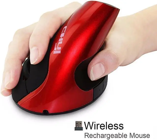 Alt view image 3 of 5 - Vertical Mouse Gaming Mouse Ergonomic 1600DPI Optical Rechargeable USB Mice With Wrist Rest Mouse Pad For PC Gamer